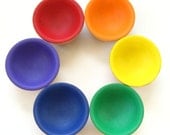 Wooden Rainbow Bowls - Matching / Sorting / Stacking - Ecofriendly Soy Paint & Beeswax