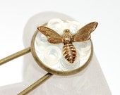 Honeycomb Bee Shawl Pin or Scarf Pin Brooch  Wearable Art Womens  Accessory