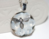 Bumble Bee Necklace - Honeycomb Unique Pendant Wearable Art Womens Jewelry
