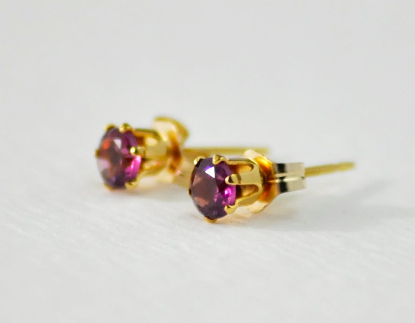 SALE Mulberry studs - garnet gem rhinestone earrings - delicate everyday jewelry mothers day