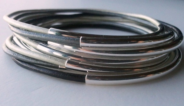 Black, White, Grey Bracelet Set with Silver or Gold Accents-Boho Bracelet, Bohemian Jewelry, Wrap bracelet, stackable bracelets