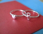 Heart and Key Stacking Rings Sterling Silver