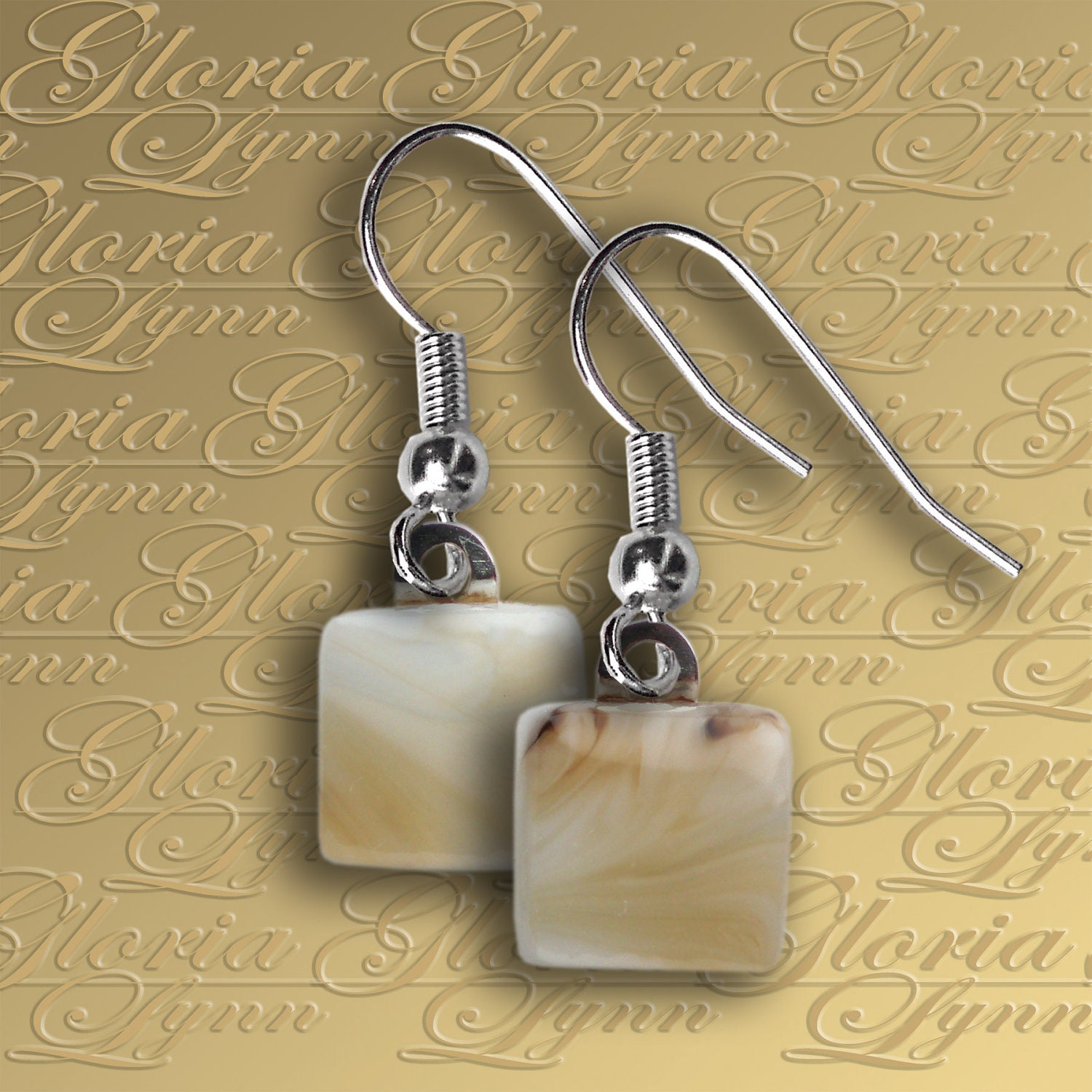 Fused Glass Earrings Jewelry - Sahara Marble - ER340