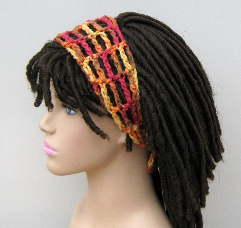 Melon brown Dread headband dreadband head hair band wrap scarf hippie bandana