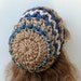 Pecan blue slouchy beanie BoHo Hippie Hat bohemian chunky crochet