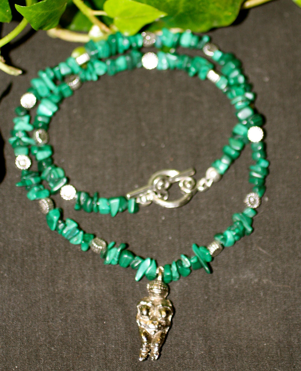 Venus of Willendorf and Malachite Goddess Necklace