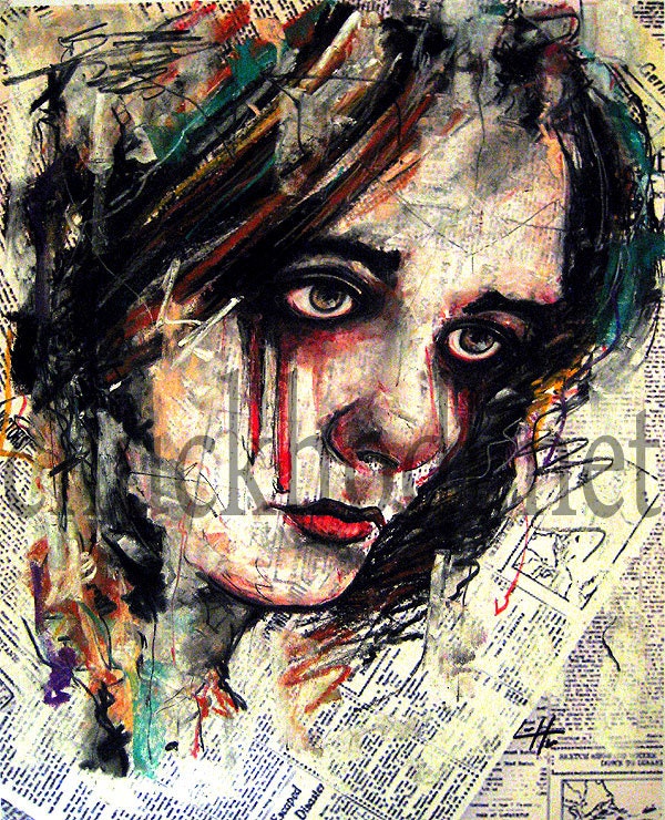 Print 8x10" - You're still on my mind - Abstract Surreal Lowbrow Blood Dark Art Female Portrait Sad  Impressionism Pop Juxtapoz