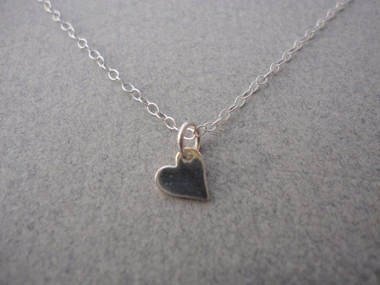 My Heart- Tiny Plain or Inital Stamped Heart Necklace