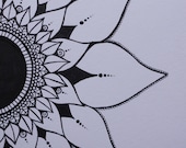 Mendhi Sunflower- Black & White Ink Original