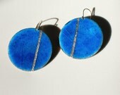 Enamel Jewelry - Cerulean Blue and Silver Earrings