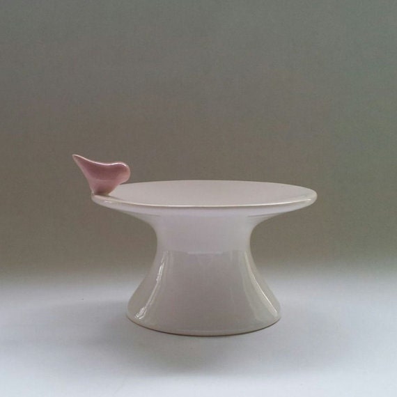 Ceramic Cupcake Stands with Birds in White with Bird