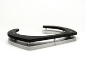 Sterling Silver, Black and White Resin Architectural Riveted Cuff Bracelet - Resonate