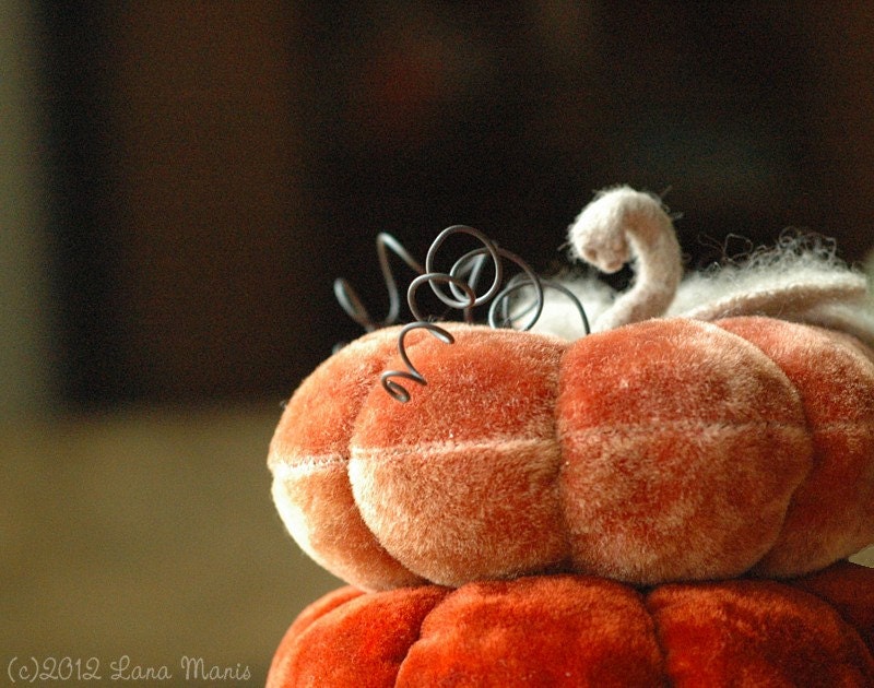 Thanksgiving Decor Stacked Velvet Pumpkins - Upcycled Recycled Textiles - Burnt Orange Bittersweet and Dark Rust