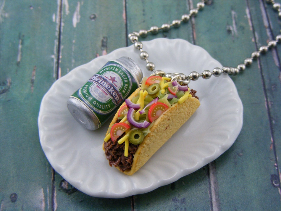 Taco and Beer Necklace
