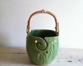 Yarn Bowl, Knitting bowl with handle, Handmade ceramic pottery