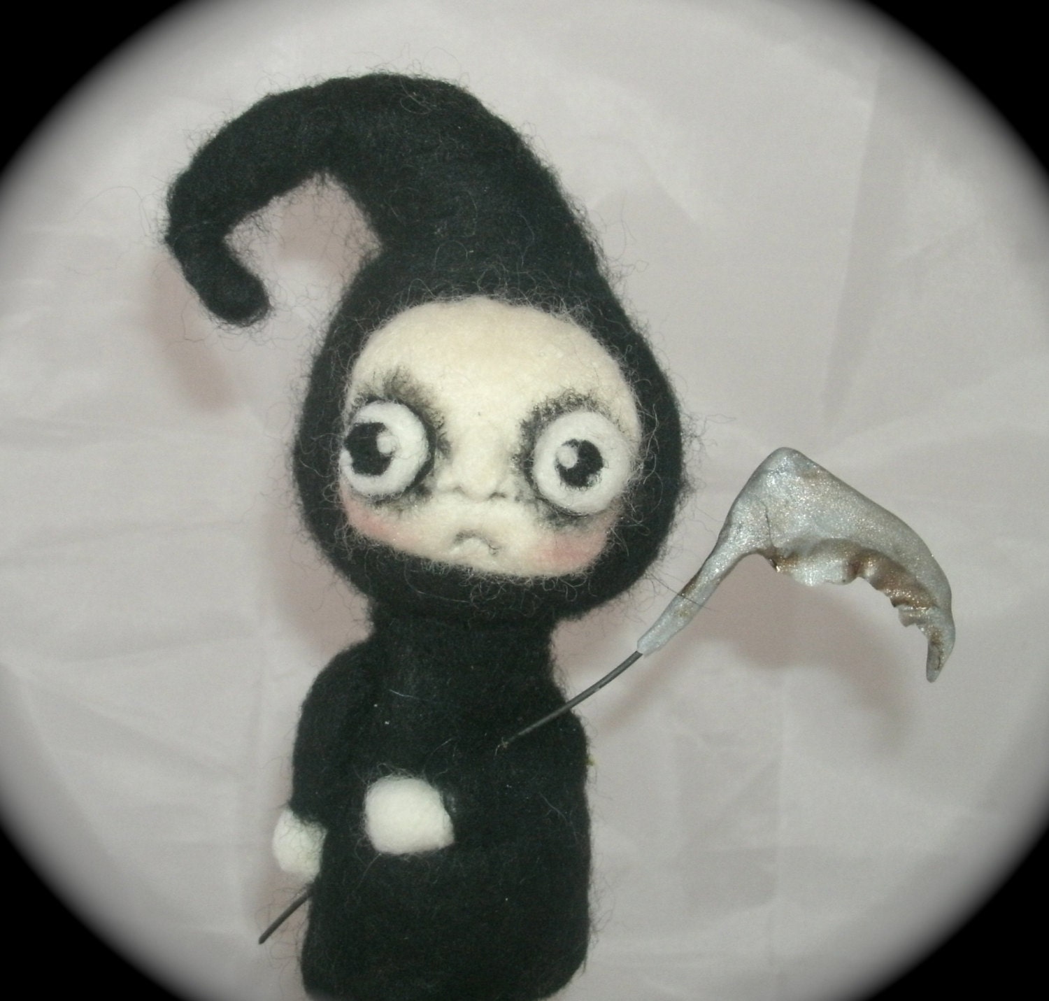 The Grim Reaper needle felted  ooak art doll