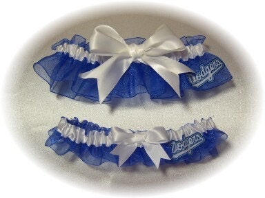 Handmade Wedding Garter Set with LA Dodgers fabric Keepsake and Toss  rww