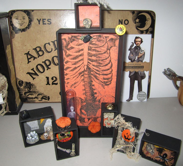 aLtErEd ArT SkElEtOns ZomBiEs and  BrAinS..OH MY UpCyClEd HaLLowEEn DeCoR OOAK