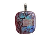 Dichroic Glass Pendant, Fused Glass Pendant, Salmon Pendant, Teal Pendant, Dichroic Jewelry,
