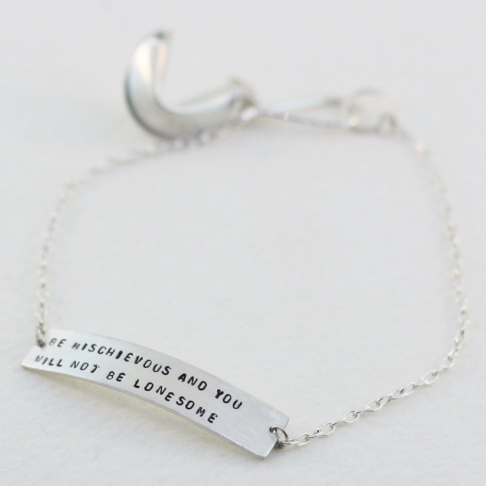 be mischievous and you will not be lonesome - sterling silver fortune cookie bracelet