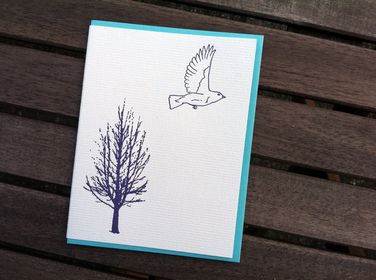 Flying Sparrow - letterpress card