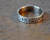 flint ring - solid sterling silver wedding band, distressed finish, hand stamped