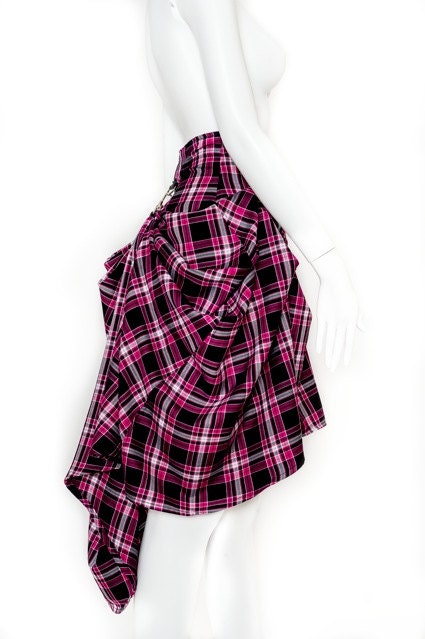 Sample Sale Small  SteamPunk Pink Black Plaid Victorian Rockability Skirt