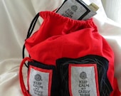 Project Bag SET Small Bag Lavender Sachet Keep Calm and Carry Yarn Pouch Repurposed Tee Shirt Sleeves NOT lined