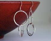 Sterling Silver  Earrings - Handmade Hammered Organic Circles - Recycled Metal - Everyday Earrings - Ready to ship