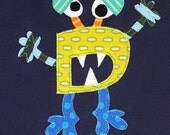 Personalized Monster Using Child's First Initial on Navy Shirt