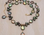 Peacock Olive Green Pearl Silk Knotted Necklace - Island Girl Glam