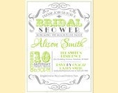 Custom Vintage Retro Bridal Shower Party Invitation Invite Printable Digital Design - Classic Swirl Frame / Typography / Borders