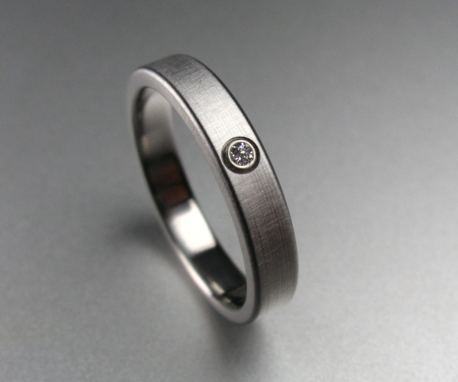 Diamond Wedding Band Slim Titanium