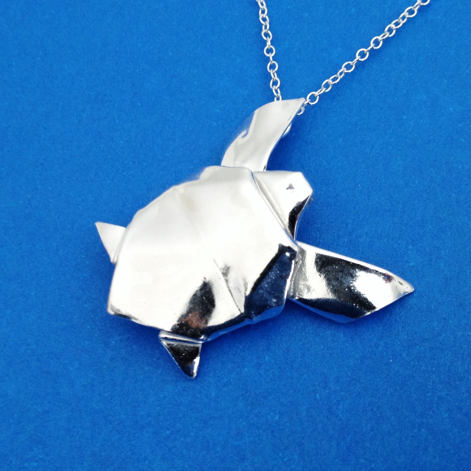 Silver Origami Turtle Pendant