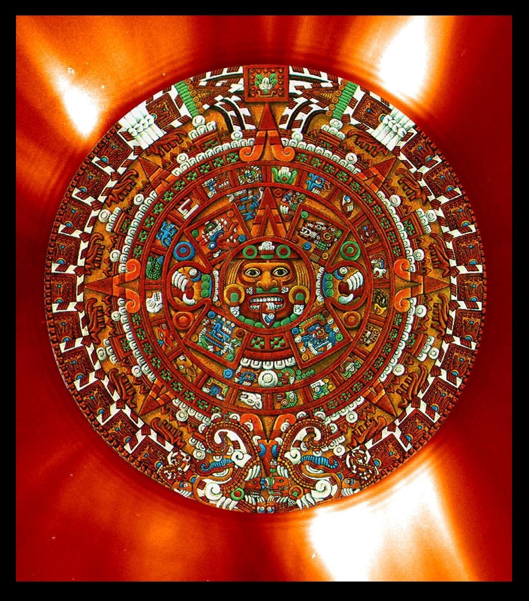 Mature Belief Mayan Mexico Aztec Calendar Ends 12-21-2012 Giclée Printed Art Sew on 8 x 10in Twill Back Patch Frame Post Craft Free S/H MBG