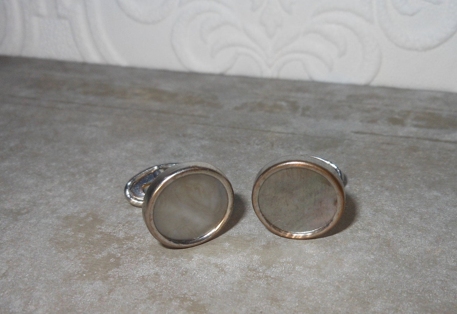 vintage cufflinks     shell abalone