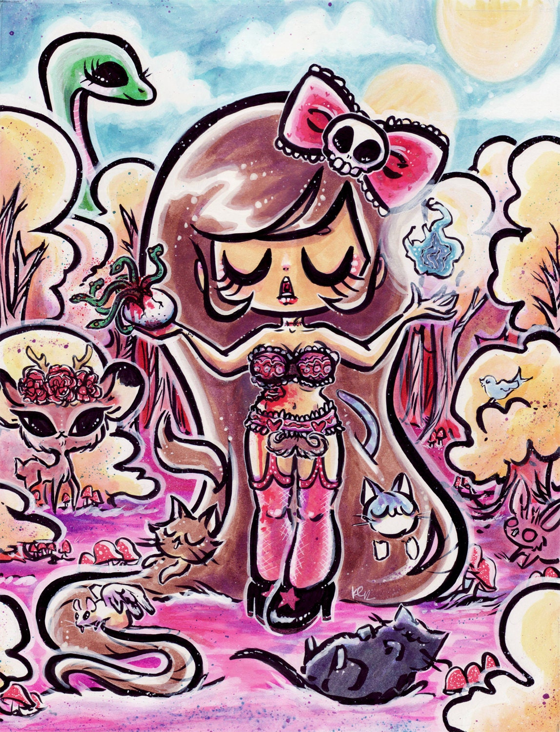 Print 8x10 - PUSS-Stachio Pussy Mustache