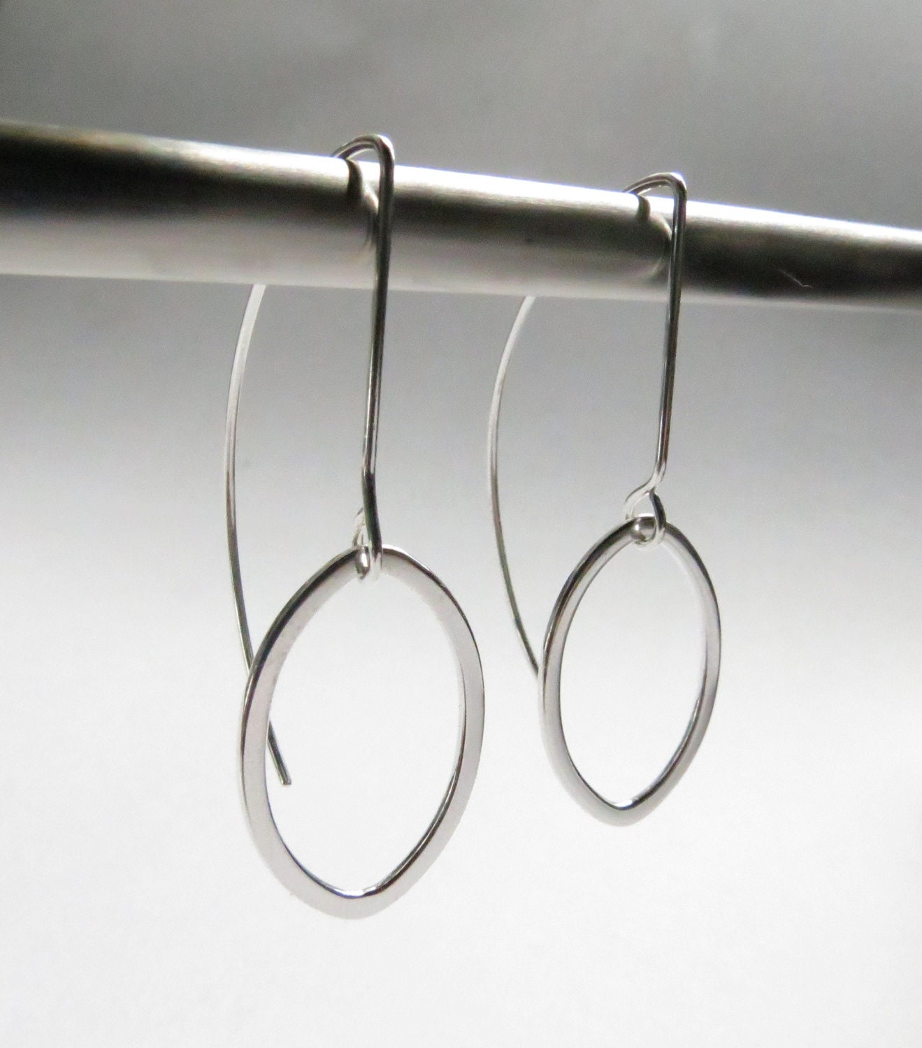 Sterling Silver Leaf Silhouette Drop Earrings.