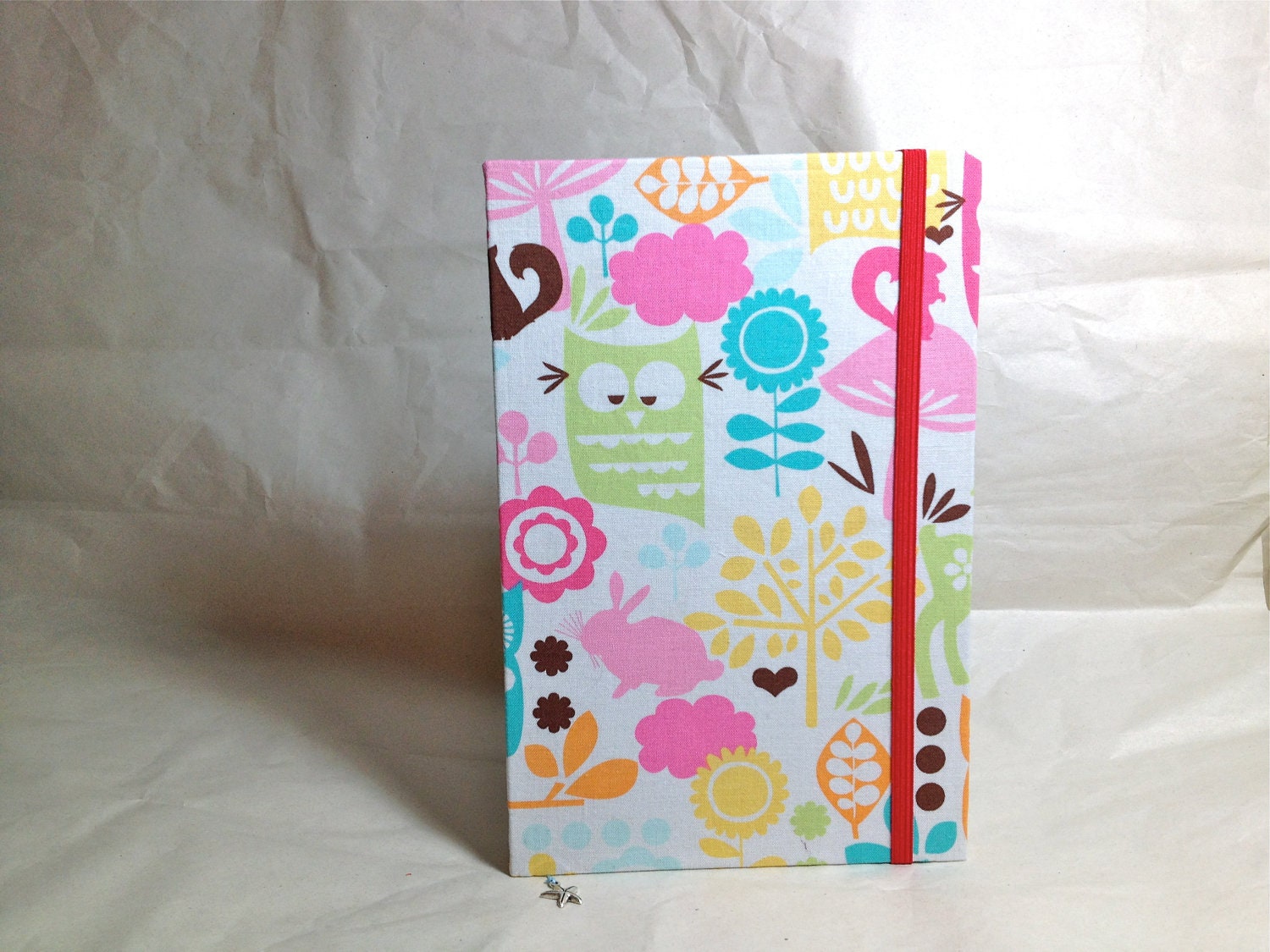 Coptic Stitch Handmade Journal with Elastic Band and Bookmark - Owl-ays Owls
