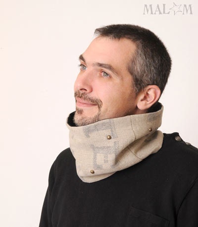 Burlap Tube scarf/ Cowl Beige French mail bag