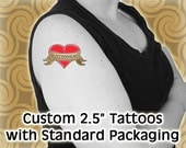 24 Custom Temporary Tattoos 2.5 Inch - Standard Packaging