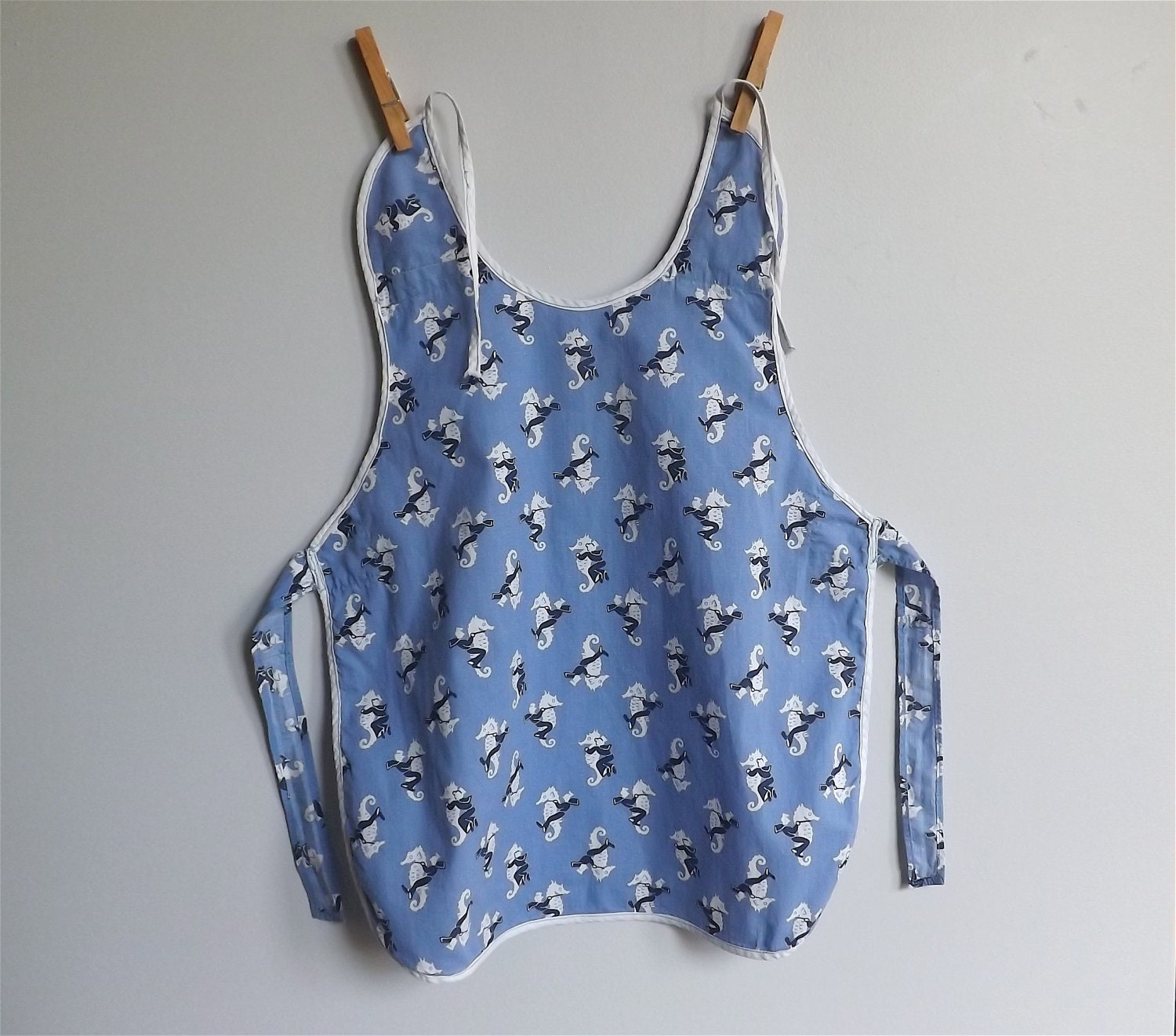 Vintage 1950s handmade child's apron, sailors and seahorses