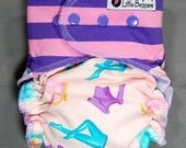 Cloth Diaper Large All-in-2 AI2 PUL - by Little Boppers - Combo: Stripes and Ballerina Sparkle