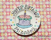 Happy Birthday Personalized Childs Dinner-Sized Plate, Custom Handpainted Il_170x135