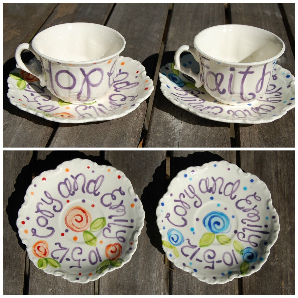 Time for Tea. . Handpainted Personalized Tea Cup & Saucer, large size Il_170x135
