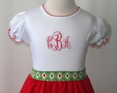 Personalized Toddlers Christmas dresses , Monogram chrismtas dresses szs 6m, 12m, 18m