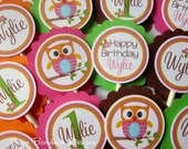 Look Whoooo's Having a Party - Girls OWL Cupcake Toppers