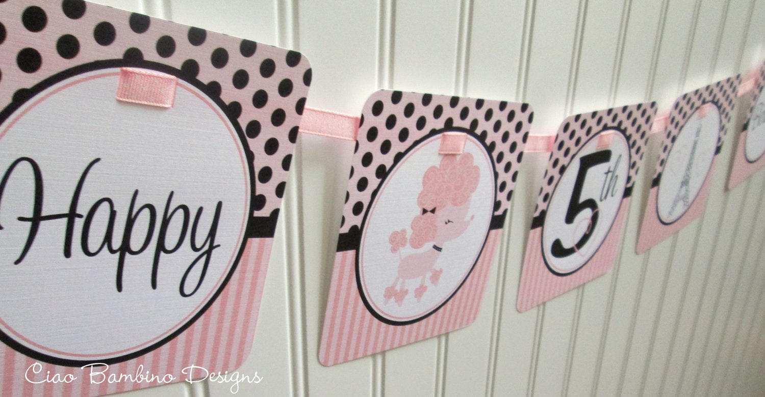 Pretty Poodle Happy Birthday Banner