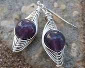 Amethyst Earrings, Amethyst Jewelry, Silver Earings with Purple Gemstones - GEMSTONE GEOMETRY