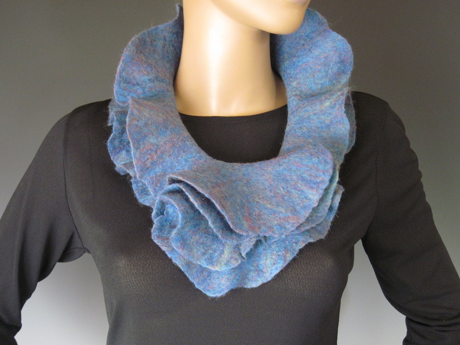 Flamenco Felted Scarflette Demin Blue